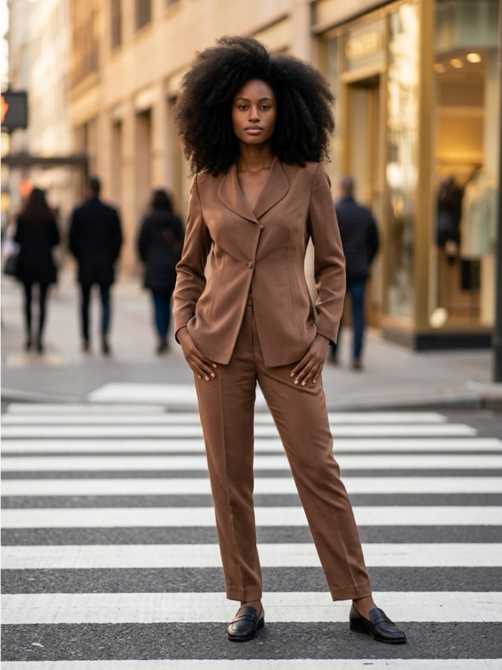 Tahari Brown Tailored Women's Pantsuit Silk Blend With Lining
